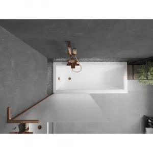 MEXEN/S - Next L vaňová zástena FIX 80 x 150, dekor, ružové zlato 895-080-000-03-30-60