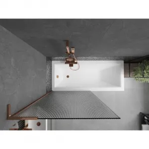 MEXEN/S - Next L vaňová zástena FIX 90 x 150, prúžky, ružové zlato 895-090-000-03-09-60