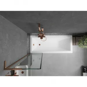 MEXEN/S - Next L vaňová zástena FIX 50 x 150, čierna vzor, ružové zlato 895-050-000-03-70-60