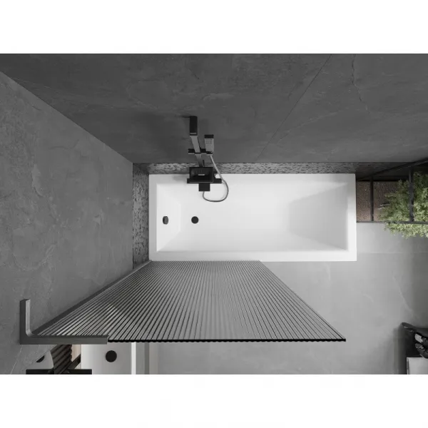 MEXEN/S - Next L vaňová zástena FIX 90 x 150, prúžky, grafit kartáčovaná 895-090-000-03-09-66