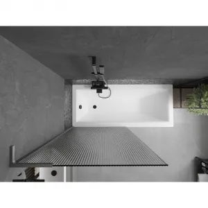 MEXEN/S - Next L vaňová zástena FIX 90 x 150, prúžky, grafit kartáčovaná 895-090-000-03-09-66