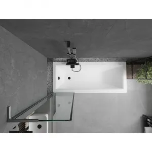 MEXEN/S - Next L vaňová zástena FIX 50 x 150, čierna vzor, grafit kartáčovaná 895-050-000-03-70-66