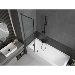 MEXEN/S - Next L vaňová zástena FIX 50 x 150, čierna vzor, grafit metal 895-050-000-03-70-95