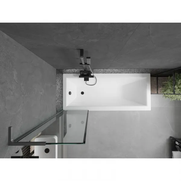 MEXEN/S - Next L vaňová zástena FIX 50 x 150, čierna vzor, grafit metal 895-050-000-03-70-95