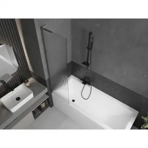 MEXEN/S - Next L vaňová zástena FIX 50 x 150, prúžky, grafit kartáčovaná 895-050-000-03-09-66