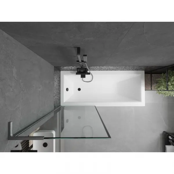 MEXEN/S - Next L vaňová zástena FIX 70 x 150, čierna vzor, grafit kartáčovaná 895-070-000-03-70-66