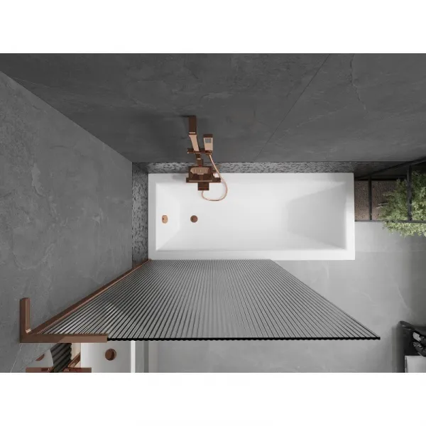 MEXEN/S - Next L vaňová zástena FIX 100 x 150, prúžky, ružové zlato 895-100-000-03-09-60