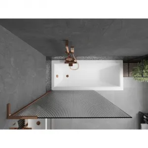 MEXEN/S - Next L vaňová zástena FIX 100 x 150, prúžky, ružové zlato 895-100-000-03-09-60