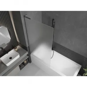 MEXEN/S - Next L vaňová zástena FIX 90 x 150, vzor, gun gray kartáčovaný 895-090-000-03-30-66