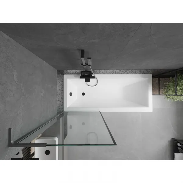 MEXEN/S - Next L vaňová zástena FIX 70 x 150, čierna vzor, grafit metal 895-070-000-03-70-95
