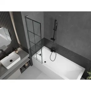 MEXEN/S - Next L vaňová zástena FIX 50 x 150, čierna vzor, grafit kartáčovaná 895-050-000-03-77-66