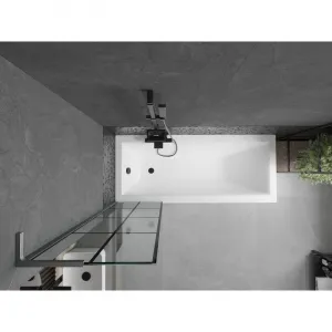 MEXEN/S - Next L vaňová zástena FIX 50 x 150, čierna vzor, grafit kartáčovaná 895-050-000-03-77-66
