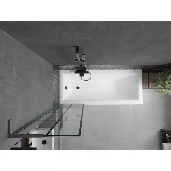 MEXEN/S - Next L vaňová zástena FIX 50 x 150, čierna vzor, grafit metal 895-050-000-03-77-95