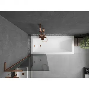 MEXEN/S - Next L vaňová zástena FIX 60 x 150, grafit, ružové zlato 895-060-000-03-40-60