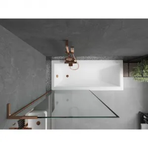 MEXEN/S - Next L vaňová zástena FIX 90 x 150, čierna vzor, ružové zlato 895-090-000-03-70-60