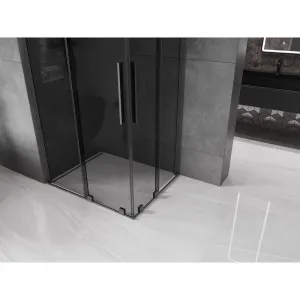 MEXEN/S - Velar L Duo sprchovací kút, posuvné dvere 90 x 80, grafit, grafit metal 871-090-080-02-43-95
