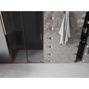 MEXEN/S - Velar L posuvné sprchové dvere 100, grafit, ružové zlato 871-100-003-41-60