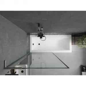 MEXEN/S - Next L vaňová zástena FIX 90 x 150, čierna vzor, grafit kartáčovaná 895-090-000-03-70-66