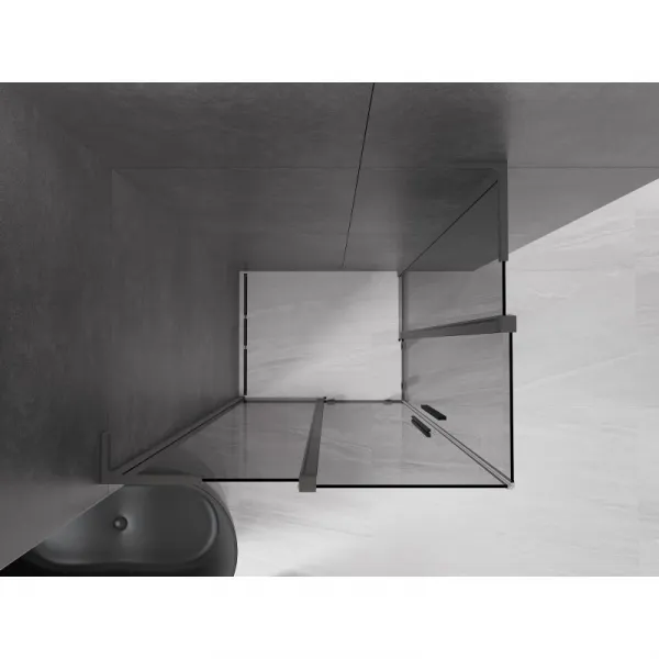 MEXEN/S - Velar L Duo sprchovací kút, posuvné dvere 90 x 80, grafit, grafit metal 871-090-080-02-43-95