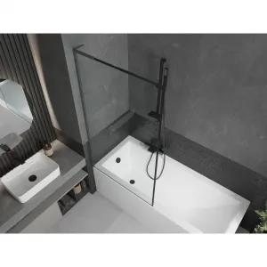 MEXEN/S - Next L vaňová zástena FIX 90 x 150, čierna vzor, grafit metal 895-090-000-03-70-95
