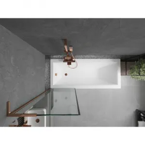 MEXEN/S - Next L vaňová zástena FIX 60 x 150, čierna vzor, ružové zlato 895-060-000-03-70-60