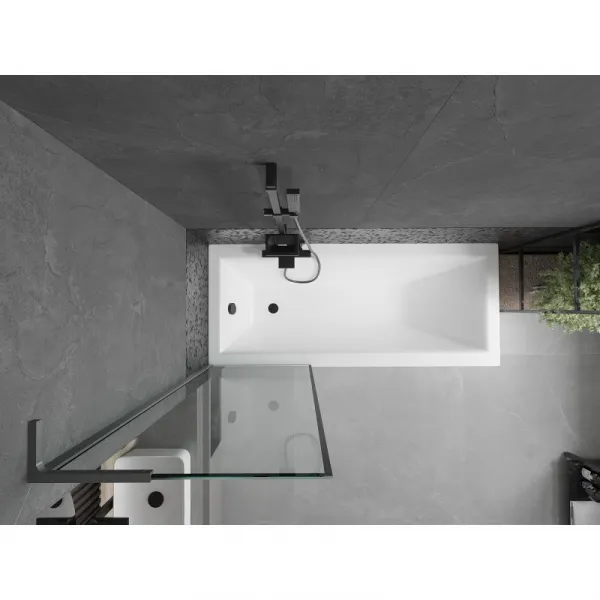 MEXEN/S - Next L vaňová zástena FIX 60 x 150, čierna vzor, grafit metal 895-060-000-03-70-95
