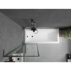 MEXEN/S - Next L vaňová zástena FIX 60 x 150, čierna vzor, grafit metal 895-060-000-03-70-95