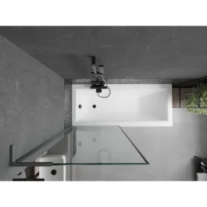 MEXEN/S - Next L vaňová zástena FIX 80 x 150, čierna vzor, grafit metal 895-080-000-03-70-95