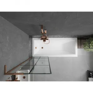 MEXEN/S - Next L vaňová zástena FIX 60 x 150, čierna vzor, ružové zlato 895-060-000-03-77-60