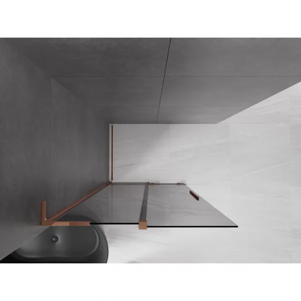 MEXEN/S - Velar L Sprchová zástena posuvná Walk-in 100 x 200, grafit 8 mm, ružové zlato 871-100-003-43-60