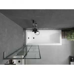 MEXEN/S - Next L vaňová zástena FIX 60 x 150, čierna vzor, grafit kartáčovaná 895-060-000-03-77-66