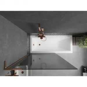 MEXEN/S - Next L vaňová zástena FIX 100 x 150, grafit, ružové zlato 895-100-000-03-40-60