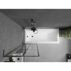 MEXEN/S - Next L vaňová zástena FIX 60 x 150, čierna vzor, grafit metal 895-060-000-03-77-95