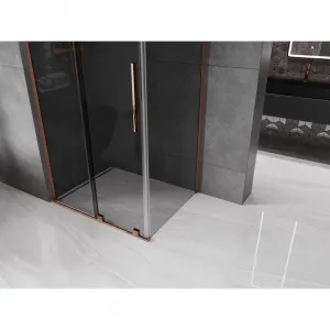 MEXEN/S - Velar L sprchovací kút, posuvné dvere 100 x 80, grafit, ružové zlato 871-100-080-43-60