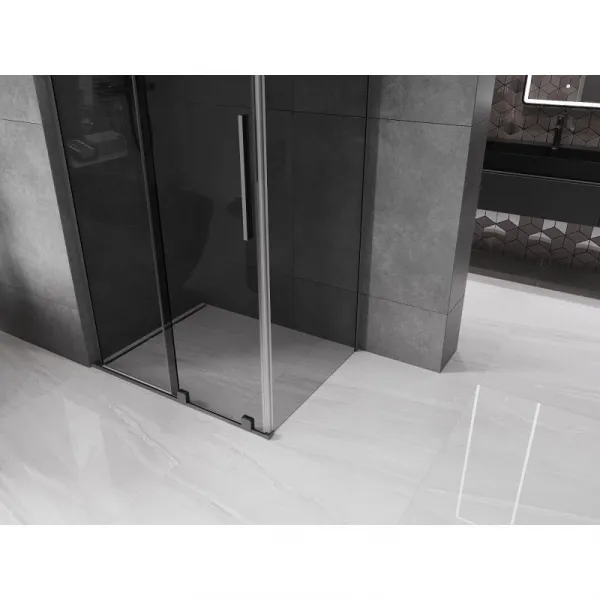 MEXEN/S - Velar L sprchovací kút, posuvné dvere 100 x 80, grafit, grafit metal 871-100-080-43-95