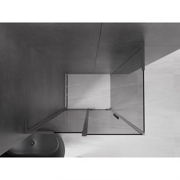 MEXEN/S - Velar L sprchovací kút, posuvné dvere 100 x 80, grafit, grafit metal 871-100-080-43-95
