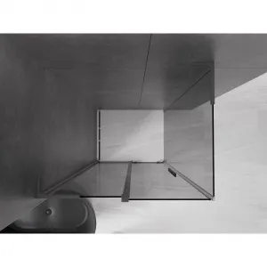 MEXEN/S - Velar L sprchovací kút, posuvné dvere 100 x 80, grafit, grafit metal 871-100-080-43-95