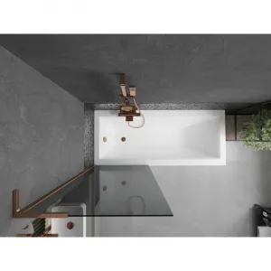 MEXEN/S - Next L vaňová zástena FIX 70 x 150, grafit, ružové zlato 895-070-000-03-40-60