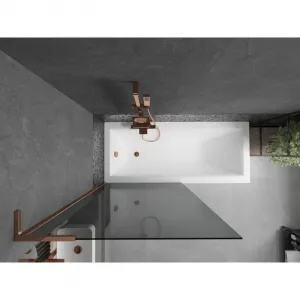MEXEN/S - Next L vaňová zástena FIX 90 x 150, grafit, ružové zlato 895-090-000-03-40-60