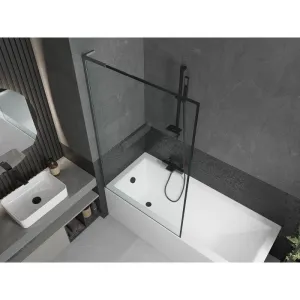 MEXEN/S - Next L vaňová zástena FIX 100 x 150, čierna vzor, grafit kartáčovaná 895-100-000-03-70-66