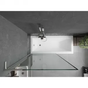MEXEN/S - Next L vaňová zástena FIX 100 x 150, čierna vzor, grafit metal 895-100-000-03-70-95