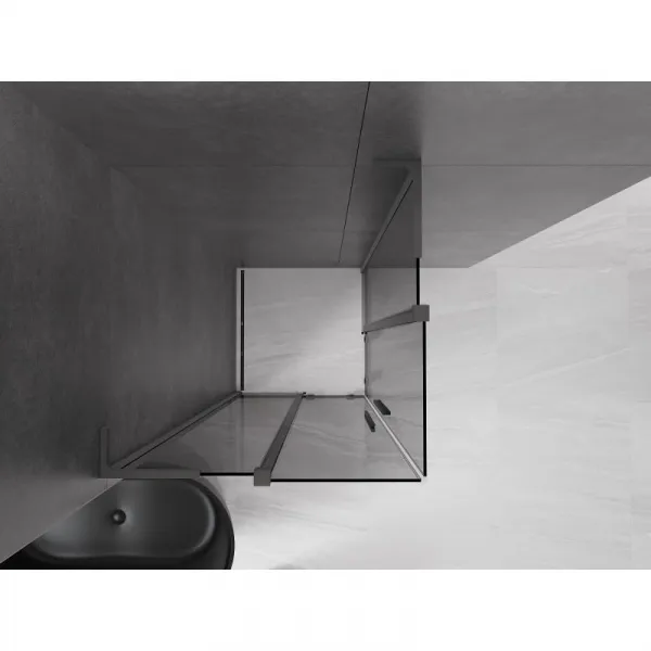 MEXEN/S - Velar L Duo sprchovací kút, posuvné dvere 80 x 80, grafit, grafit metal 871-080-080-02-43-95