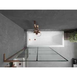 MEXEN/S - Next L vaňová zástena FIX 100 x 150, čierna vzor, ružové zlato 895-100-000-03-77-60