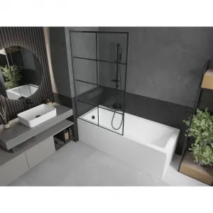 MEXEN/S - Next L vaňová zástena FIX 100 x 150, čierna vzor, grafit kartáčovaná 895-100-000-03-77-66