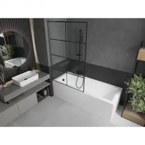 MEXEN/S - Next L vaňová zástena FIX 100 x 150, čierna vzor, grafit metal 895-100-000-03-77-95
