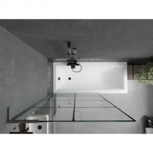 MEXEN/S - Next L vaňová zástena FIX 100 x 150, čierna vzor, grafit metal 895-100-000-03-77-95