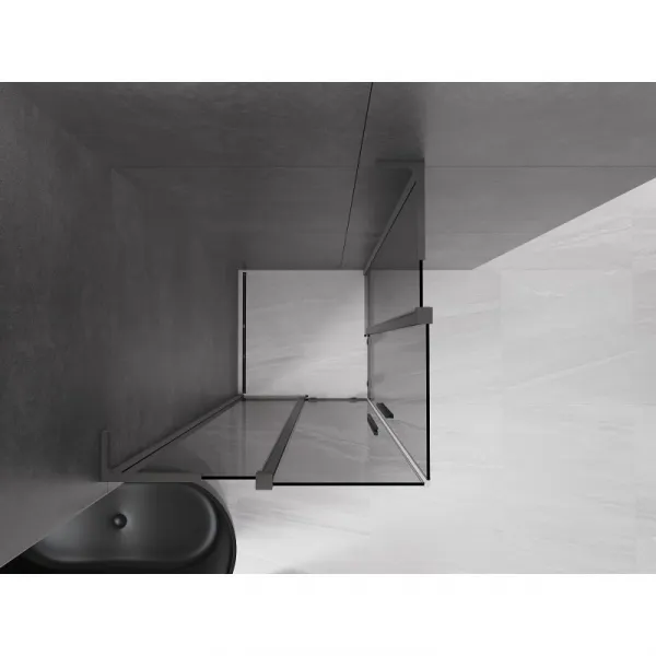 MEXEN/S - Velar L Duo sprchovací kút, posuvné dvere 100 x 100, grafit, grafit metal 871-100-100-02-43-95