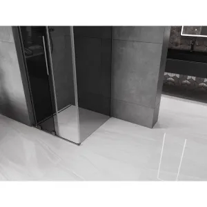 MEXEN/S - Velar L sprchový kút, posuvné dvere 90 x 90, grafit, grafit metal 871-090-090-43-95