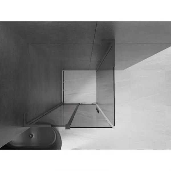 MEXEN/S - Velar L sprchový kút, posuvné dvere 90 x 90, grafit, grafit metal 871-090-090-43-95