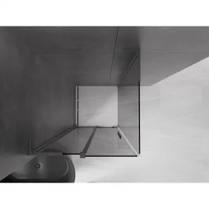 MEXEN/S - Velar L sprchový kút, posuvné dvere 90 x 90, grafit, grafit metal 871-090-090-43-95